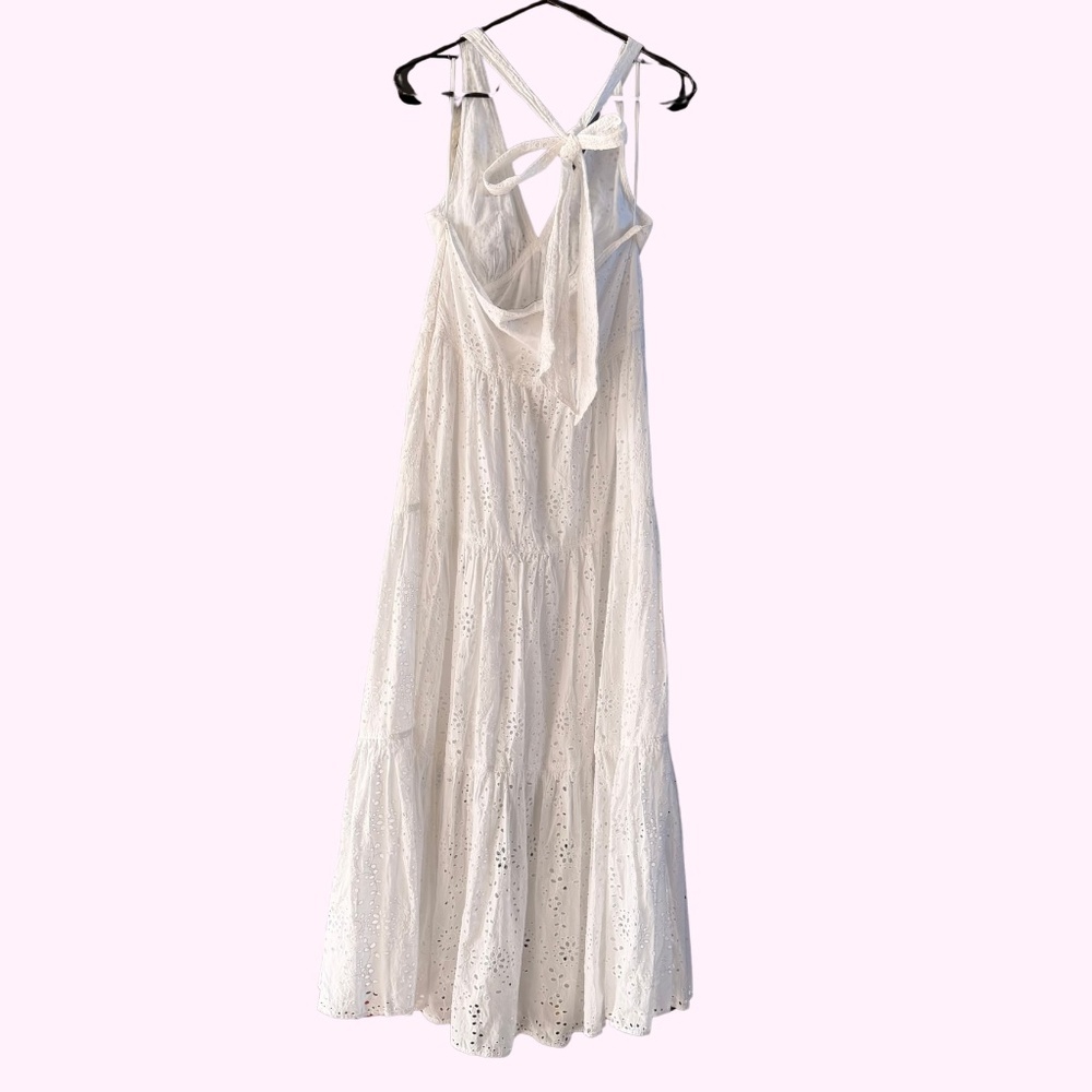 Ralph Lauren Cotton Eyelet Halter Maxi Dress White 100% cotton Size 8 - Picture 4 of 8